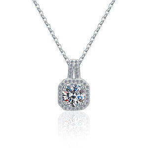 925 Sterling Silver Necklace Square Pendant Necklaces For Women
