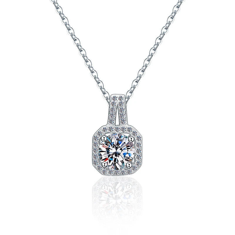 925 Sterling Silver Necklace Square Pendant Necklaces For Women
