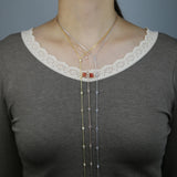 925 Silver Y Shape Lariat Necklace with CZ Paved Chain