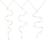 925 Silver Y Shape Lariat Necklace with CZ Paved Chain