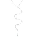 925 Silver Y Shape Lariat Necklace with CZ Paved Chain