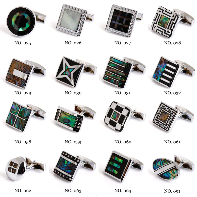 Men's Shell Cufflinks 3 Pair Set - Mix and Match
