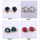 Austria Crystal Rhinestone Water Drop Clip-On Earrings Bridal Ear Buckle Bijoux