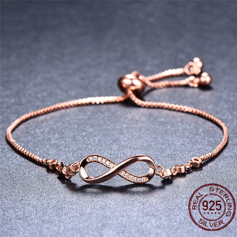 925 Silver Infinity Chain Link Bracelet