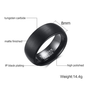Men's Tungsten Carbide Wedding Ring Matte Finish Comfort Fit US Size 7-12