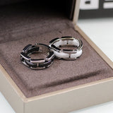 Ceramic Silver Chain Bond Stainless Steel Ring for Men Women