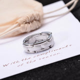 Ceramic Silver Chain Bond Stainless Steel Ring for Men Women