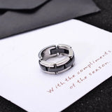Ceramic Silver Chain Bond Stainless Steel Ring for Men Women