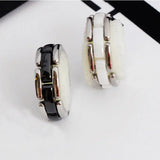 Ceramic Silver Chain Bond Stainless Steel Ring for Men Women
