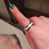 Ceramic Silver Chain Bond Stainless Steel Ring for Men Women