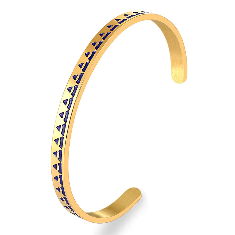 Enamel Thin Cuff Bracelets Rose Titanium Steel Bangles