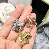 Buckle Clip Earring Pave AAA+ CZ Crystals Clovers Flower Earrings