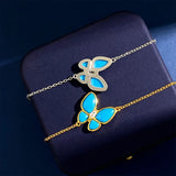 Butterfly Bracelet Rose Plated Natural Shell Charm Chain Bracelet