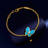 Butterfly Bracelet Rose Plated Natural Shell Charm Chain Bracelet