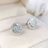 Classic Round Silver Bling Stud Earrings for Women