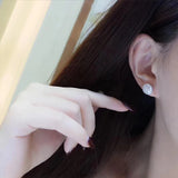 Classic Round Silver Bling Stud Earrings for Women