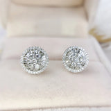Classic Round Silver Bling Stud Earrings for Women