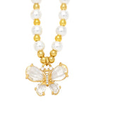 Colorful Zircon Butterfly Pendant Pearl Necklace Wedding Christmas Party Gift