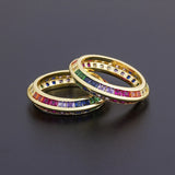Copper Zircon Rings Colorful Wedding Rings Gift