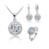 925 Silver Crystal Wedding Jewelry Set