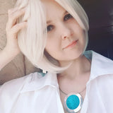 Gray Enamel Pendant Necklace for Women