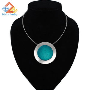 Gray Enamel Pendant Necklace for Women