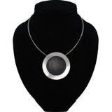 Gray Enamel Pendant Necklace for Women
