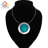 Gray Enamel Pendant Necklace for Women