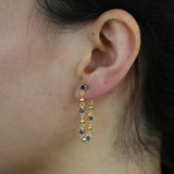 Fine Silver Plated Geometric CZ Round Balls Tassel Chain Dangle Earring