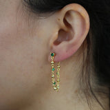 Fine Silver Plated Geometric CZ Round Balls Tassel Chain Dangle Earring