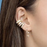 Fine Silver Plated Geometric CZ Round Balls Tassel Chain Dangle Earring