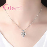 Pave Crystal Pendant Necklace Casual Style Women Girl Fashion Jewelry