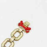 Metal Red Frog Animal Bracelet Thick Chain Green Crystal Jewelry