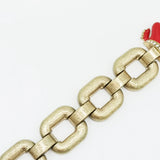 Metal Red Frog Animal Bracelet Thick Chain Green Crystal Jewelry