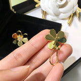 Zirconia Crystals Stud Clip Flower Earrings Wedding Jewelry