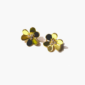 Zirconia Crystals Stud Clip Flower Earrings Wedding Jewelry