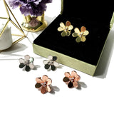 Zirconia Crystals Stud Clip Flower Earrings Wedding Jewelry