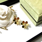 Zirconia Crystals Stud Clip Flower Earrings Wedding Jewelry