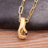 Hamsa Hand Zircon Necklace Women Pendant Chain Jewelry Gift
