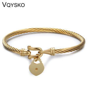 Heart Lock Love Jewelry Cuff Bracelets 316L Stainless Steel Bracelets For Women