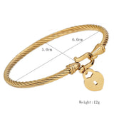 Heart Lock Love Jewelry Cuff Bracelets 316L Stainless Steel Bracelets For Women