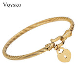 Heart Lock Love Jewelry Cuff Bracelets 316L Stainless Steel Bracelets For Women