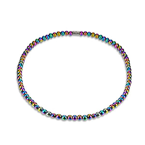 Multicolor Hematite Magnetic Necklace Round Beads Nature Stone Jewelry