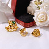 Green Eye Leopard Clip Earrings Micro Crystal Stone Bohemia Bossy