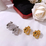 Green Eye Leopard Clip Earrings Micro Crystal Stone Bohemia Bossy