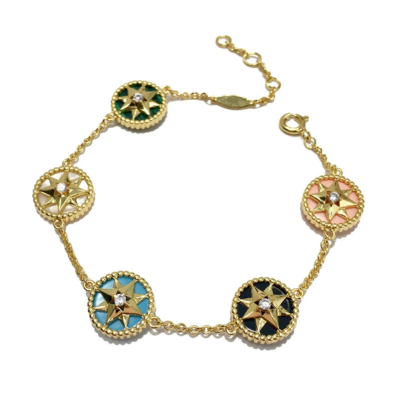 Double Sided Star Bracelet Charm Chain - Women's Jewelry