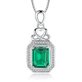 Emerald Zirconia Silver Engagement Pendant Necklace Gift