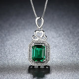 Emerald Zirconia Silver Engagement Pendant Necklace Gift