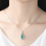 Emerald Zirconia Silver Engagement Pendant Necklace Gift