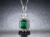 Emerald Zirconia Silver Engagement Pendant Necklace Gift